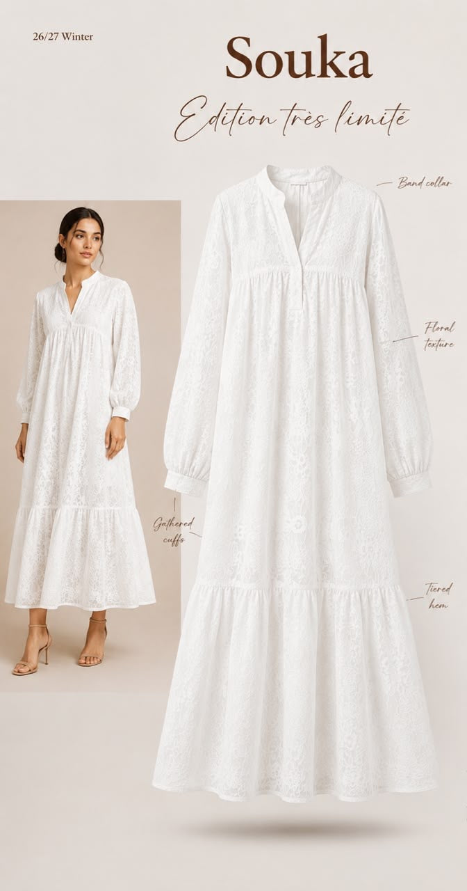 Robe broderie Blanc